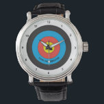Archery Target Personalized Watch<br><div class="desc">Celebrate your love of archery with this bullseye target themed watch which can be personalizes with ANY name or team!</div>