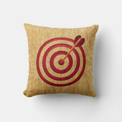 Archery Target Rustic Red Throw Pillow