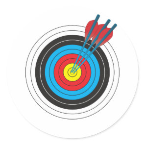 Archery Target with Arrows Classic Round Sticker
