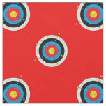 Archery Targets and Arrows Pattern on Red Fabric