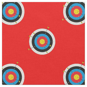 Archery Targets and Arrows Pattern on Red Fabric