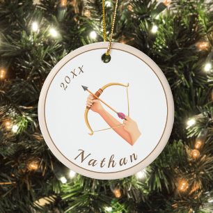 Archery Theme Custom Name & Year Personalized Ceramic Ornament