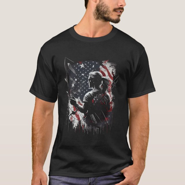 Archery US Flag Women Graphic Tees Men Women Boys  (Front)