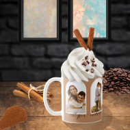 Arches 4 Photo Cinnamon Couple + Names Coffee Mug