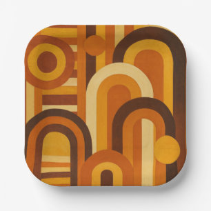 Arches and Sunspots Retro MCM Geometric Design Paper Plates