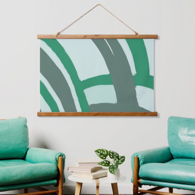 Arches in Green and Gray  Hanging Tapestry (Living Room)