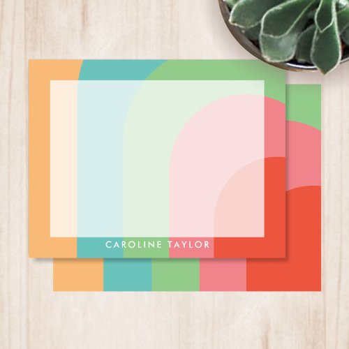 Arches in Retro Color Palette Girly Stationery Note Card