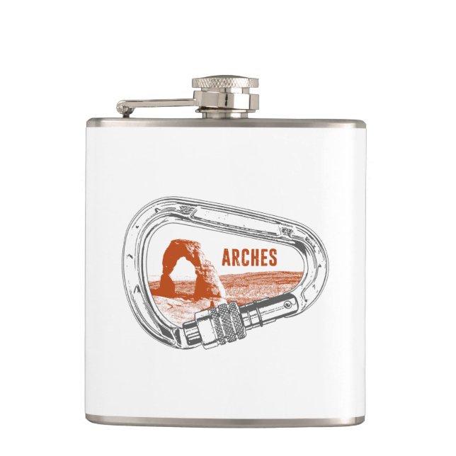 Arches National Park Climbing Carabiner Flask (Front)