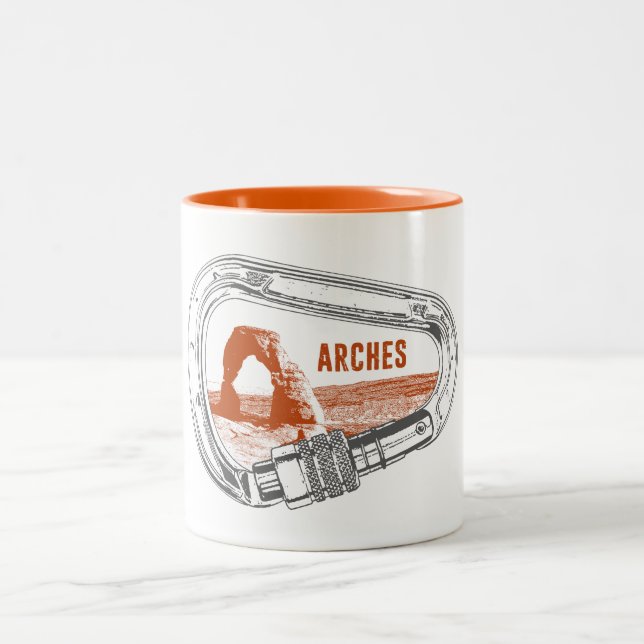 Arches National Park Climbing Carabiner Two-Tone Coffee Mug (Center)