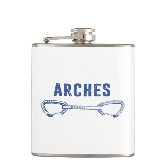 Arches National Park Climbing Quickdraw Flask (Front)