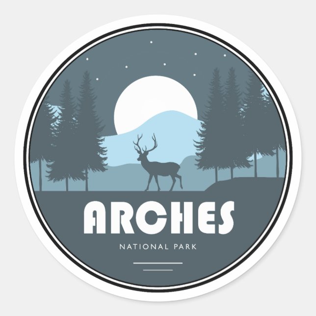 Arches National Park Deer Classic Round Sticker (Front)