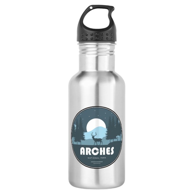 Arches National Park Deer Stainless Steel Water Bottle (Front)