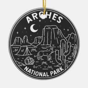 Arches National Park Delicate Arch Monoline  Ceramic Ornament