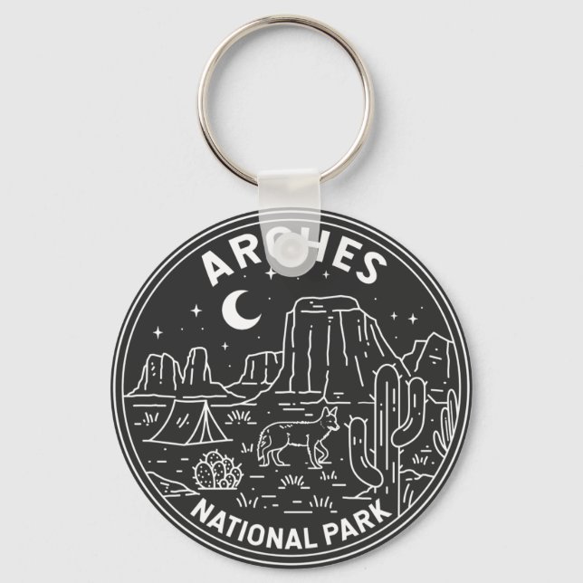Arches National Park Delicate Arch Monoline  Keychain (Front)