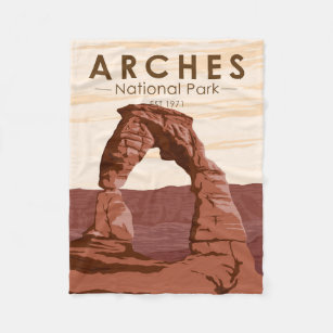 Arches National Park Delicate Arch Vintage Fleece Blanket