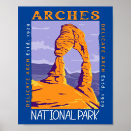 Arches National Park Delicate Arch Vintage  Poster