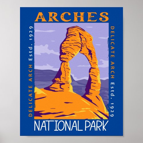 Arches National Park Delicate Arch Vintage  Poster