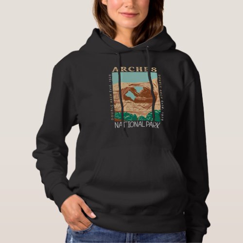 Arches National Park Double Arch Retro Distressed Hoodie