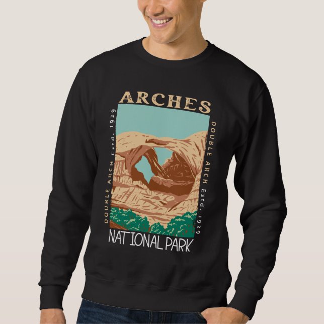 Arches National Park Double Arch Retro Distressed Sweatshirt (Front)