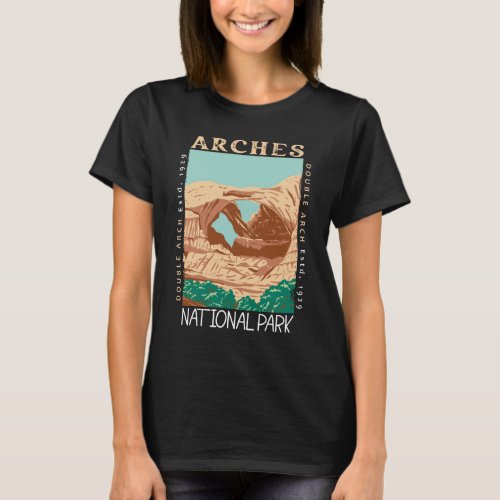 Arches National Park Double Arch Retro Distressed T_Shirt