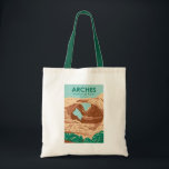 Arches National Park Double Arch Tote Bag<br><div class="desc">Arches vector artwork design. The park lies north of Moab in the state of Utah. Bordered by the Colorado River in the southeast,  it’s known as the site of more than 2, 000 natural sandstone arches.</div>