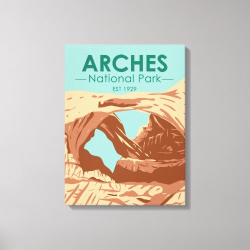Arches National Park Double Arch Vintage Canvas Print