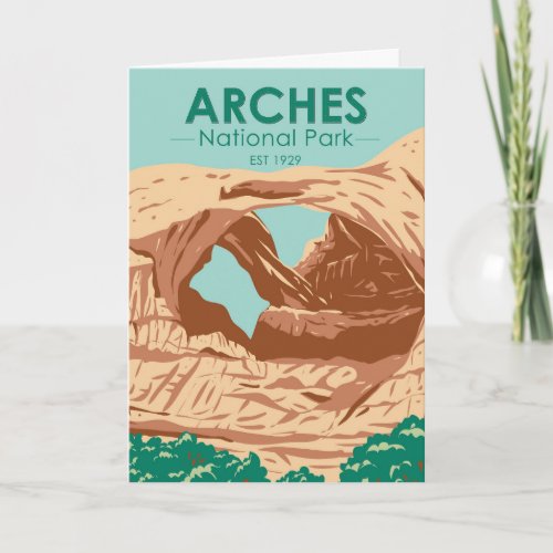 Arches National Park Double Arch Vintage Card