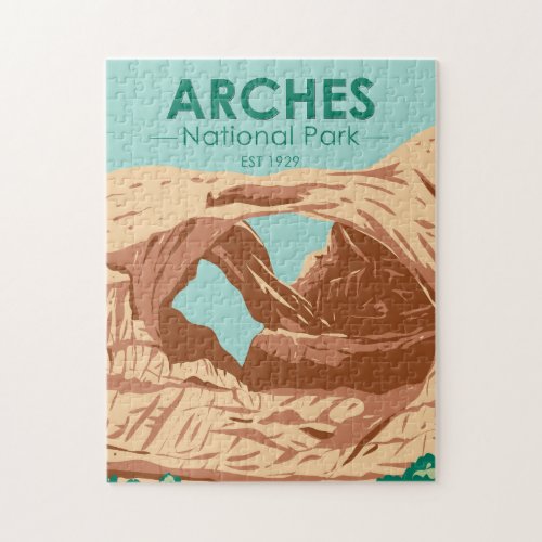 Arches National Park Double Arch Vintage Jigsaw Puzzle