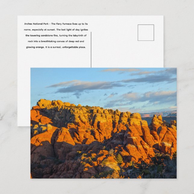 Arches National Park Fiery Furnace at Sunset Postcard (Front/Back)