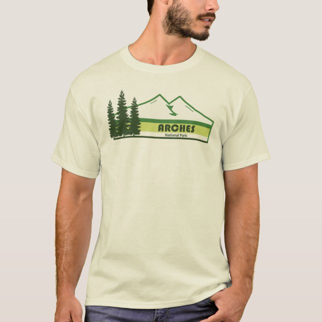 Arches National Park Green Stripes T-Shirt (Front)
