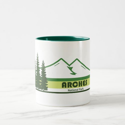 Arches National Park Green Stripes Two_Tone Coffee Mug