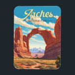 Arches National Park Illustration Retro Magnet<br><div class="desc">Arches vector artwork design. The park lies north of Moab in the state of Utah. Bordered by the Colorado River in the southeast,  it’s known as the site of more than 2, 000 natural sandstone arches.</div>