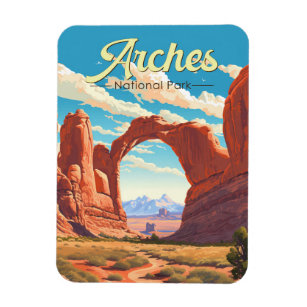 Arches National Park Illustration Retro Magnet