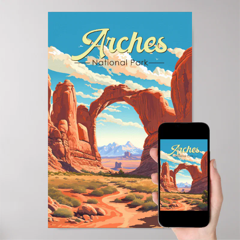Arches National Park Illustration Retro Poster (Downloadable)