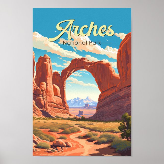 Arches National Park Illustration Retro Poster (Front)