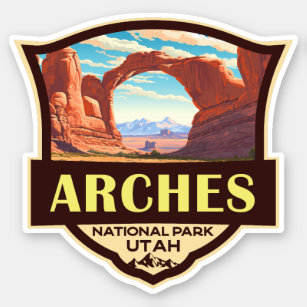 Arches National Park Illustration Retro Sticker
