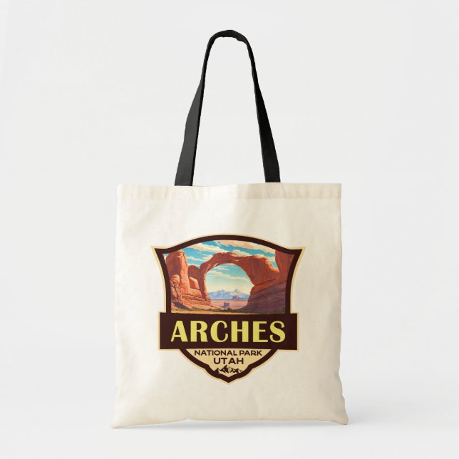 Arches National Park Illustration Retro Tote Bag (Front)