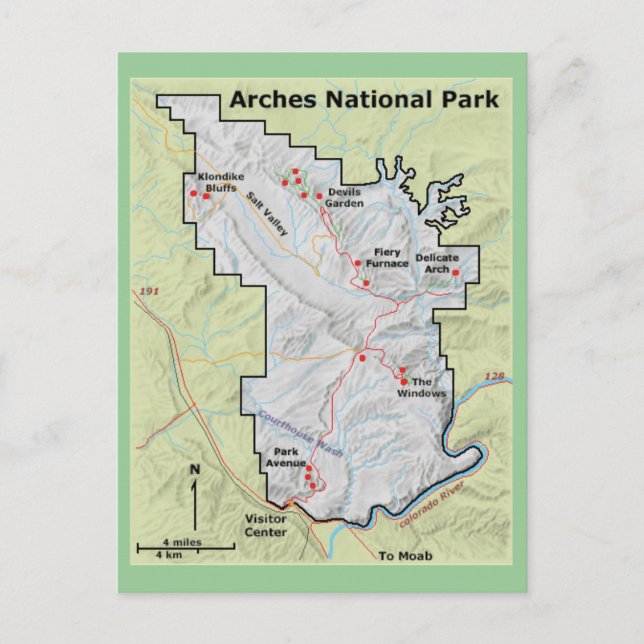 Arches National Park Map Postcard (Front)