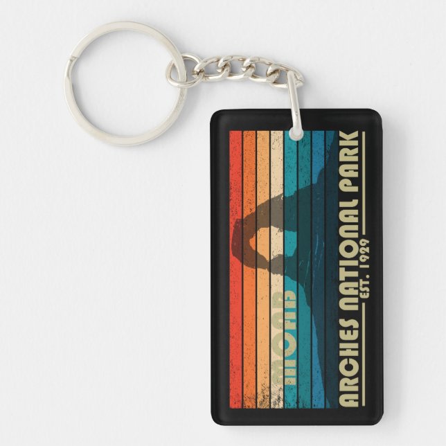 Arches National park Moab Utah vintage art Keychain (Front)