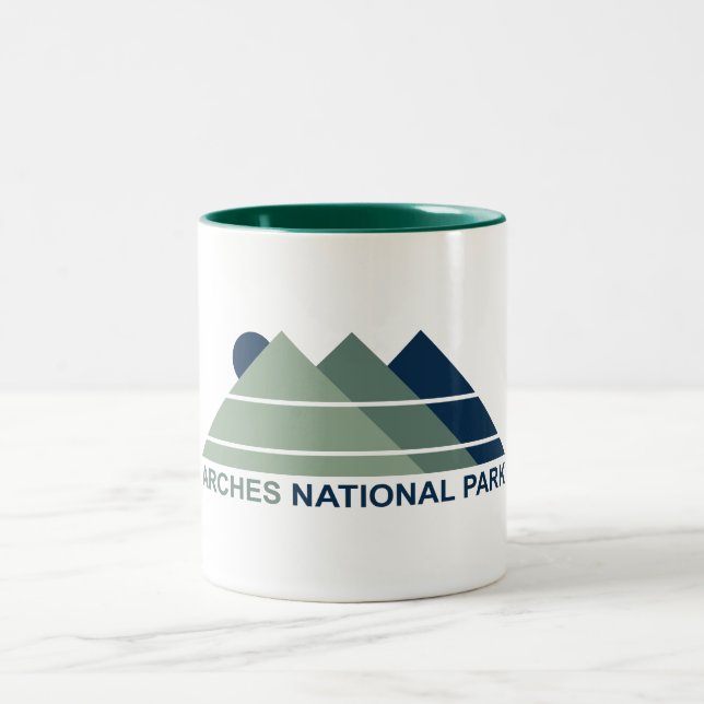 Arches National Park Mountain Sun Two-Tone Coffee Mug (Center)