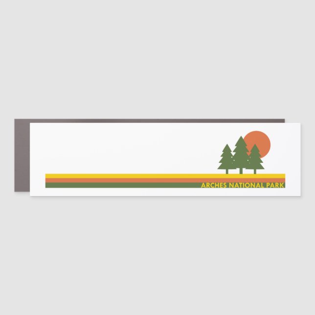 Arches National Park Pine Trees Sun Car Magnet (Front)