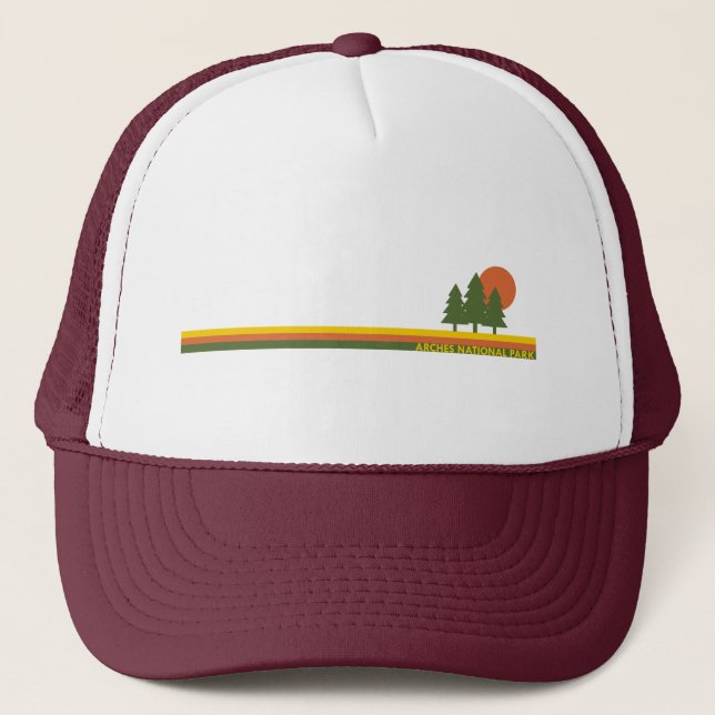 Arches National Park Pine Trees Sun Trucker Hat (Front)