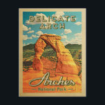 Arches National Park Postcard Retro Delicate Arch<br><div class="desc">Vintage travel style Arches National Park  - Delicate Arch image featuring the natural red rocks of Delicate Arch.</div>