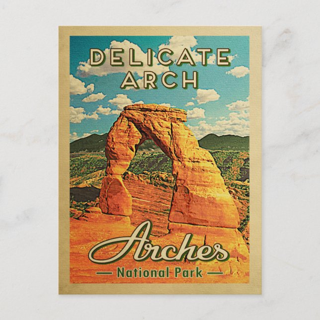 Arches National Park Postcard Retro Delicate Arch (Front)
