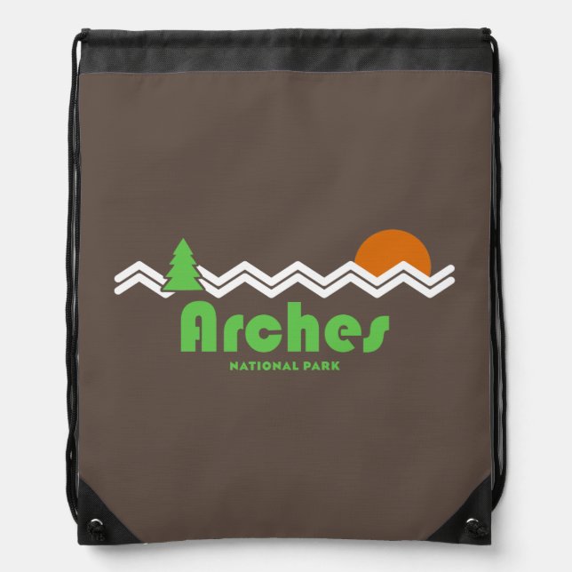 Arches National Park Retro Drawstring Bag (Front)