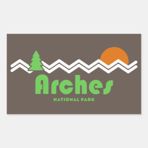 Arches National Park Retro Rectangular Sticker