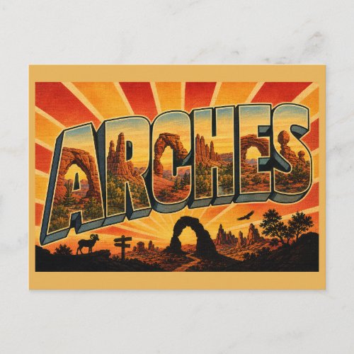 Arches National Park Sandstone Arch Desert Art Postcard