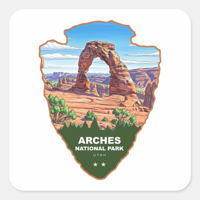 Arches National Park Utah Arrowhead Square Sticker (Front)
