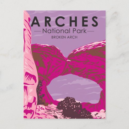 Arches National Park Utah Broken Arch Vintage Postcard