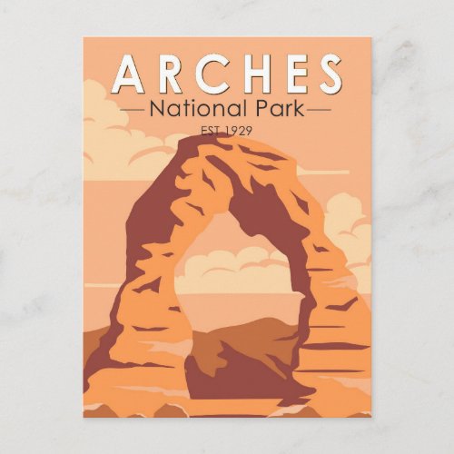 Arches National Park Utah Delicate Arch Art Retro Postcard